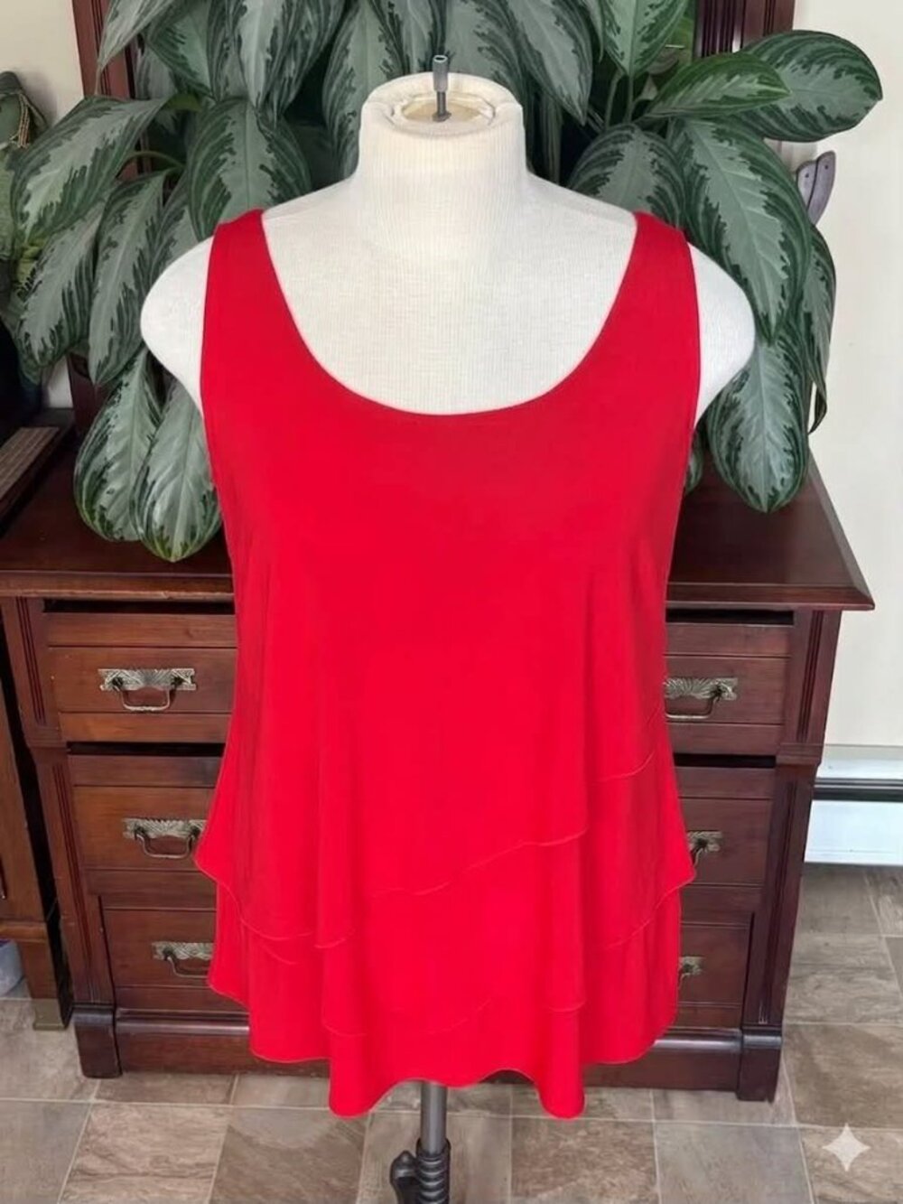Lily Morgan NWT Red Tiered Sleeveless Tank Top 3X #015